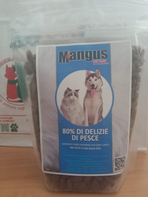 Mangus del Sole - Dog Snack grain free 80% delizie di pesce. 500gr